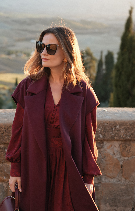 Długa kamizelka wełniana z kaszmirem Le Magnifique Bordeaux