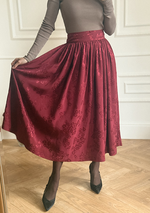 Spódnica żakardowa midi z wiskozy Rosette Bordeaux