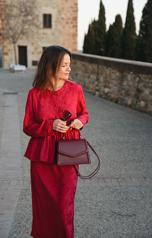 Spódnica żakardowa midi z wiskozy Lilianne Rosso