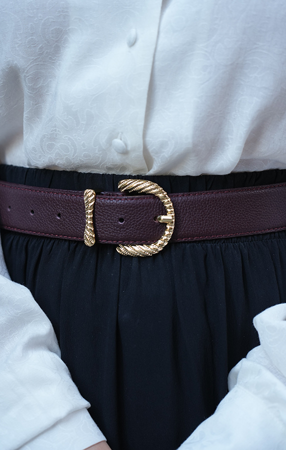 Damski pasek skórzany Royal Bordeaux