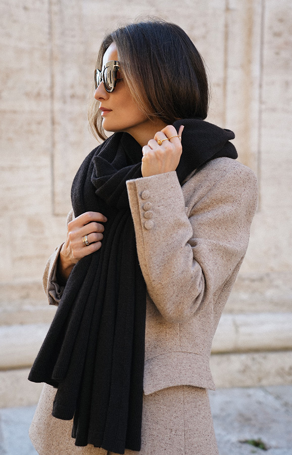 Damski szal wełniany z kaszmirem Clarissa Chocolate