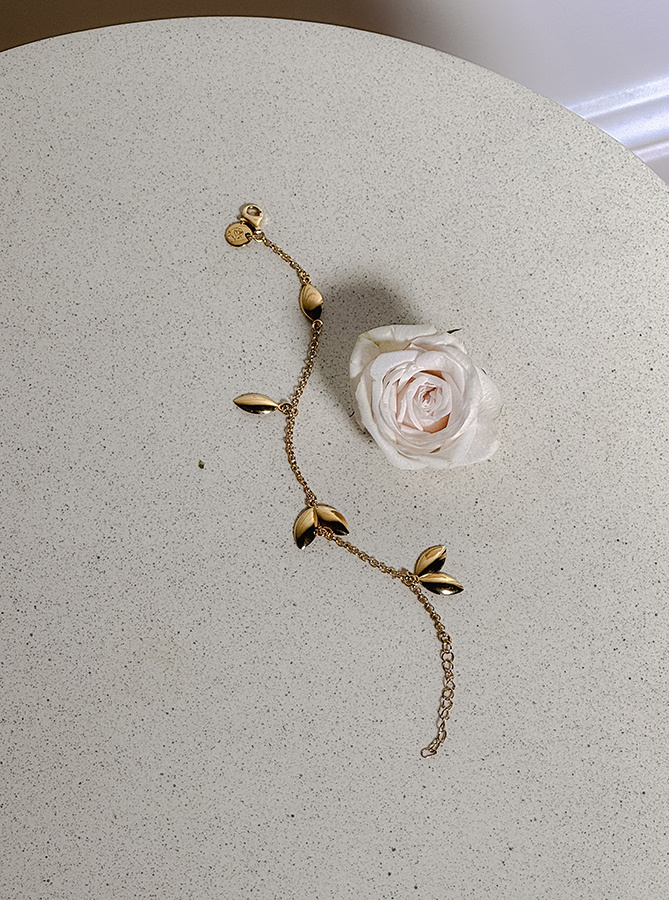 Bransoletka srebrna pozłacana liście Delicatezza D'oro N°17