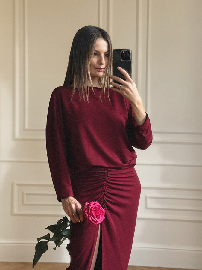 Marszczona spódnica z modalu Angelina Vino 