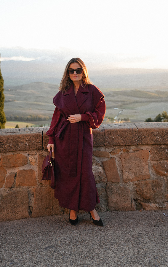 Długa kamizelka wełniana z kaszmirem Le Magnifique Bordeaux