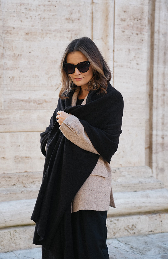 Damski szal wełniany z kaszmirem Clarissa Chocolate