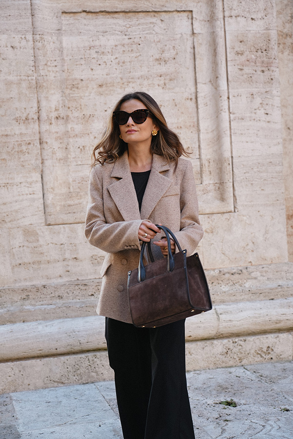 Damska torebka skórzana zamszowa Bellagio Cioccolato