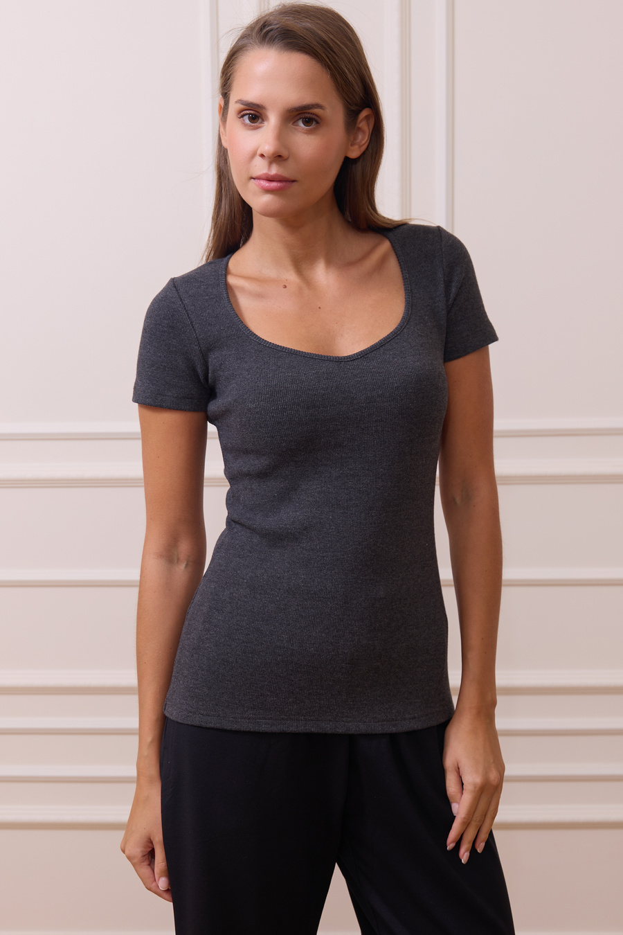 Damski T-shirt bawełniany La Base Gris