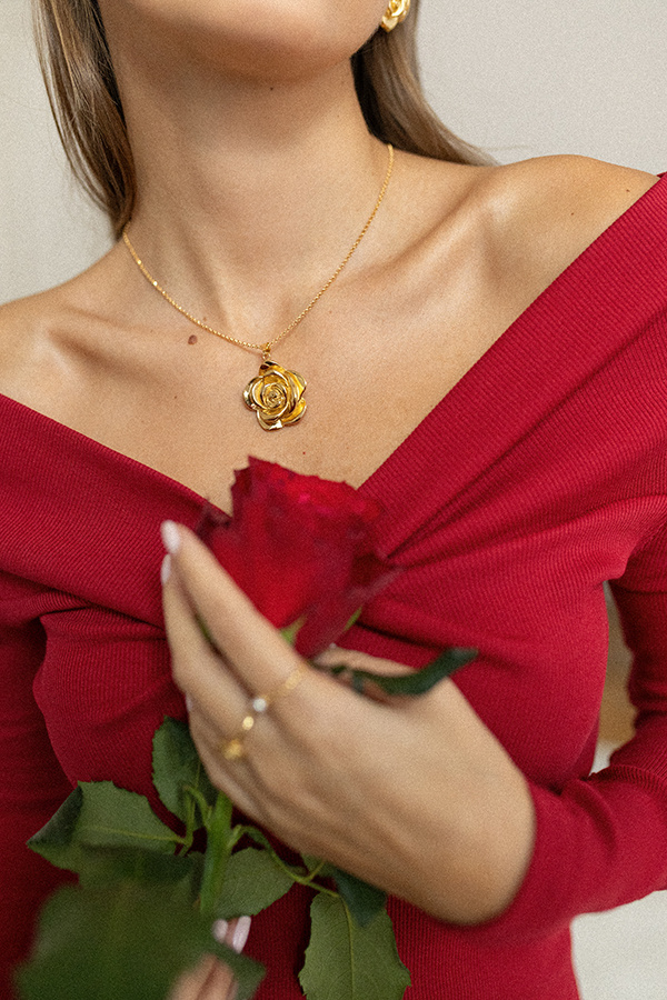 Naszyjnik srebrny pozłacany róża Fiore Rosa D'Oro N°3