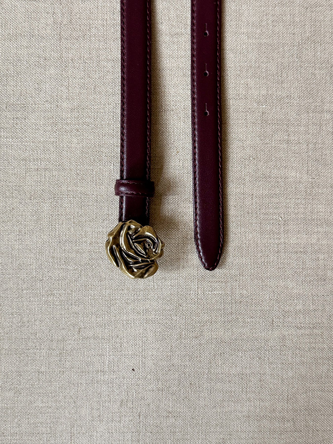 Damski pasek ze skóry La Rose Bordeaux