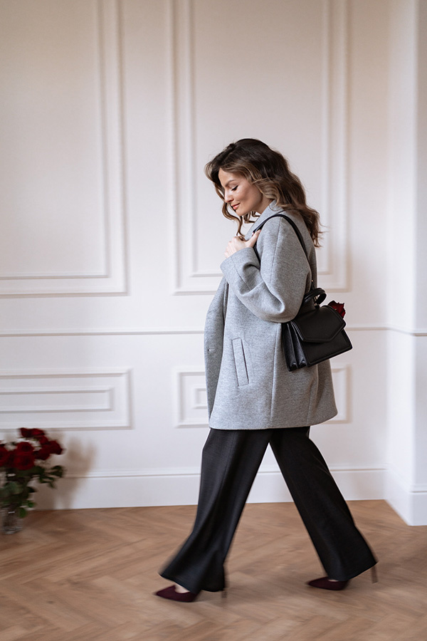 Krótki płaszcz z włoskiej wełny Carlotta Gris