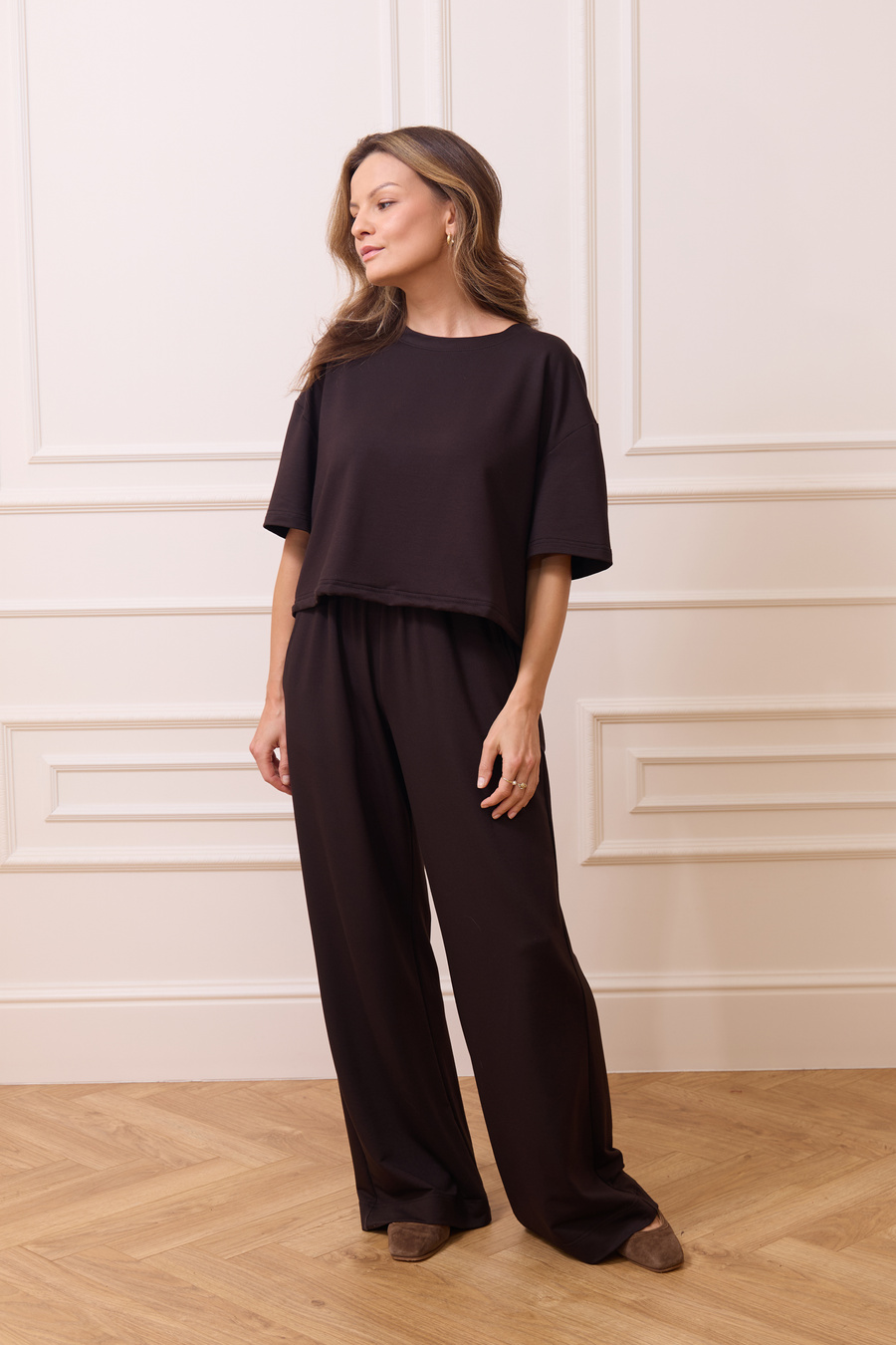 Damskie spodnie z modalu Malaga Chocolate Classique