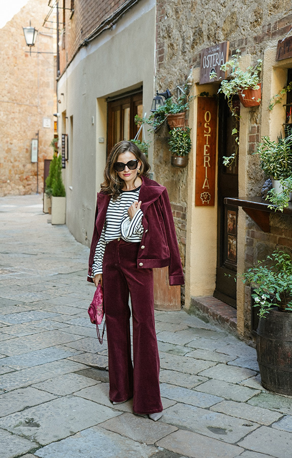 Damskie spodnie sztruksowe Federica Bordeaux Petit