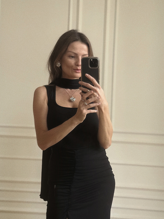 Marszczona spódnica z modalu Angelina Mini Noire