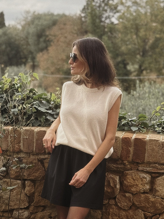 Damska kamizelka wełniana z kaszmirem Giovanna Crème