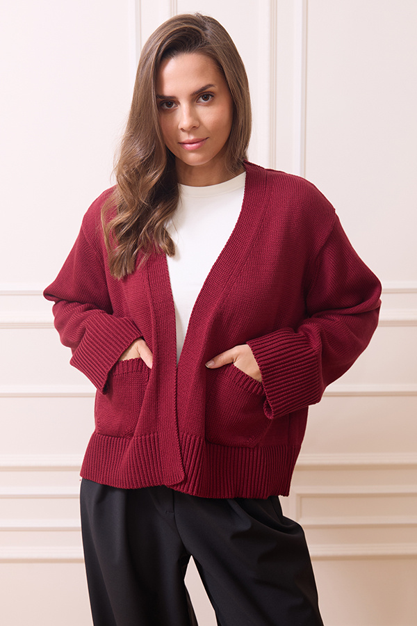 Damski kardigan z kaszmirem Elodie Bordeaux 
