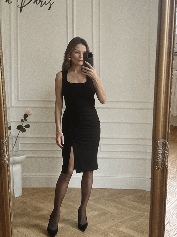 Marszczona spódnica z modalu Angelina Mini Noire