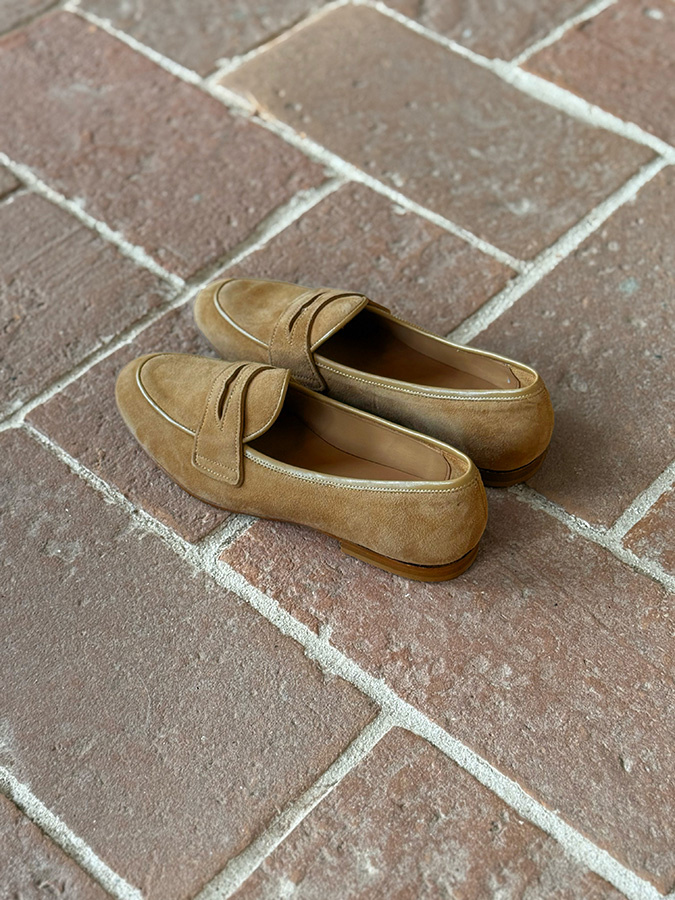 Karmelowe skórzane loafersy Vinci Carmel