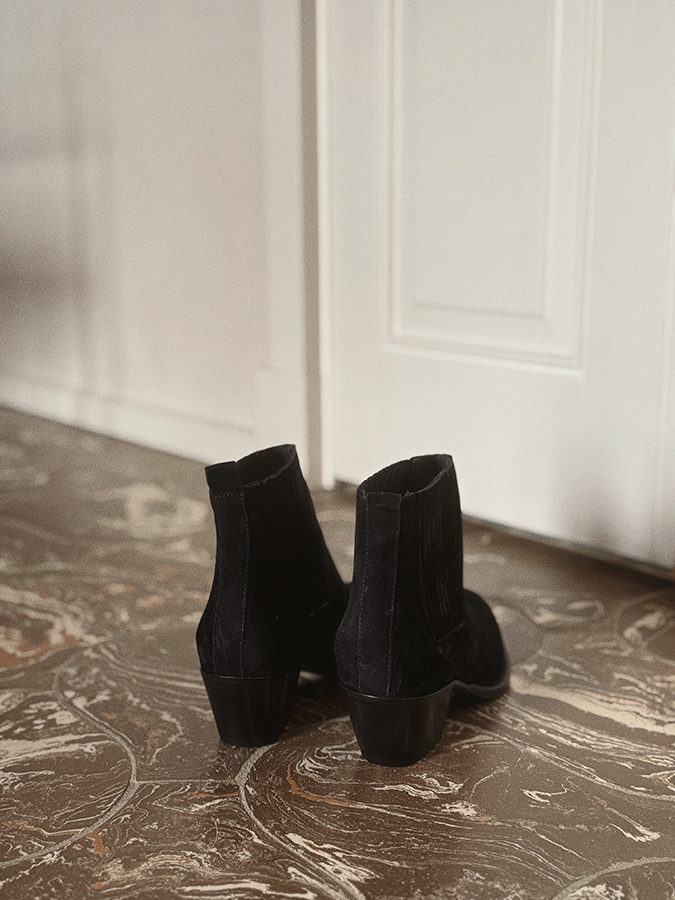 Damskie botki skórzane zamszowe Napoli Nero