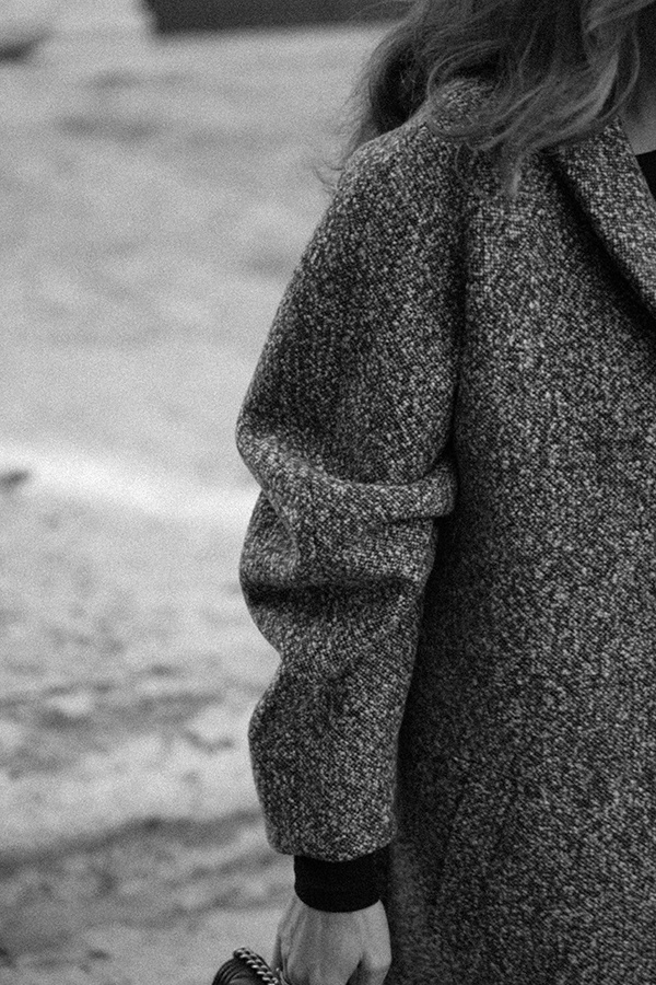 Krótki płaszcz z włoskiej wełny Carlotta Mélange