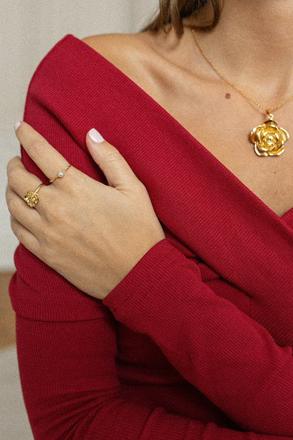 Naszyjnik srebrny pozłacany róża Fiore Rosa D'Oro N°3