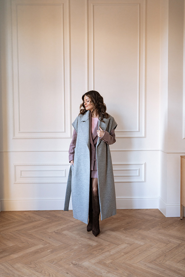 Długa wełniana kamizelka Le Magnifique Gris 