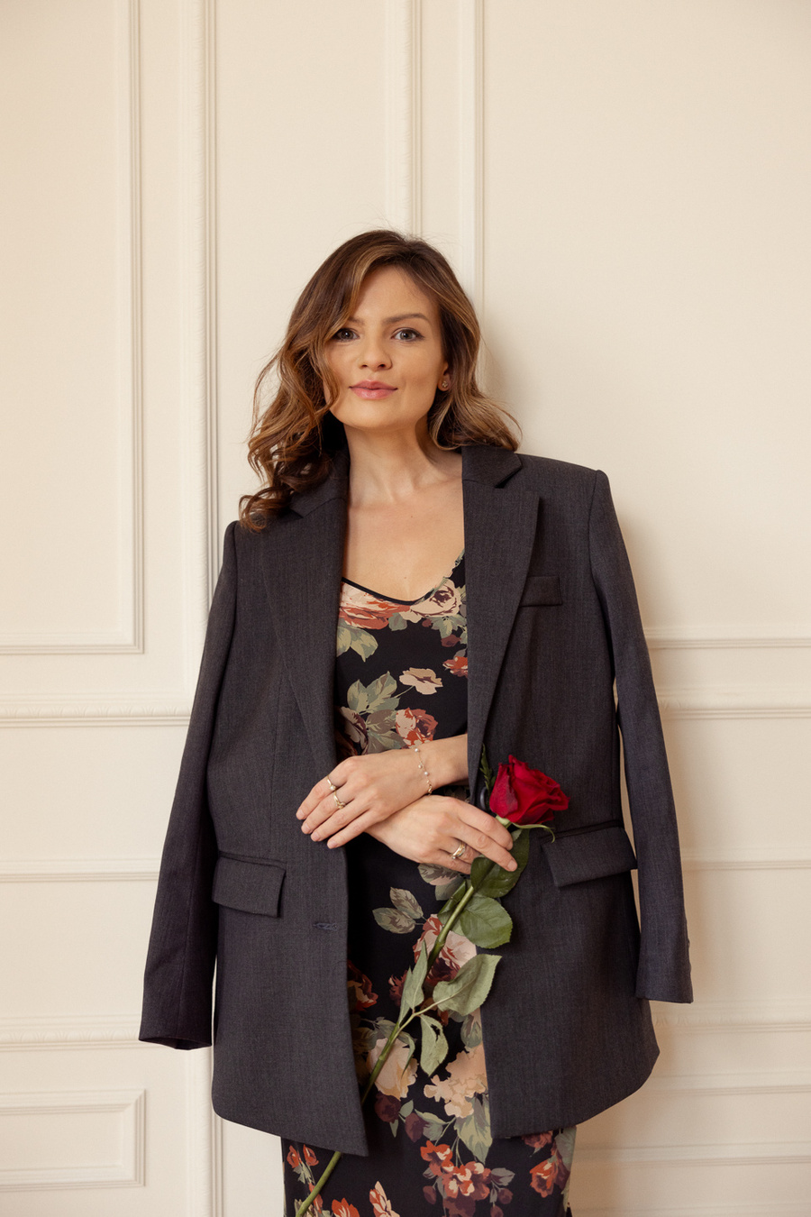 Jedwabna sukienka midi Amore Roses
