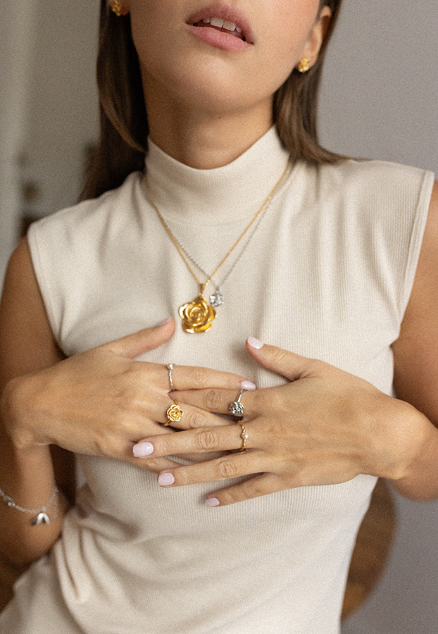 Kolczyki srebrne pozłacane róże Picollo Rosa D'oro N°9