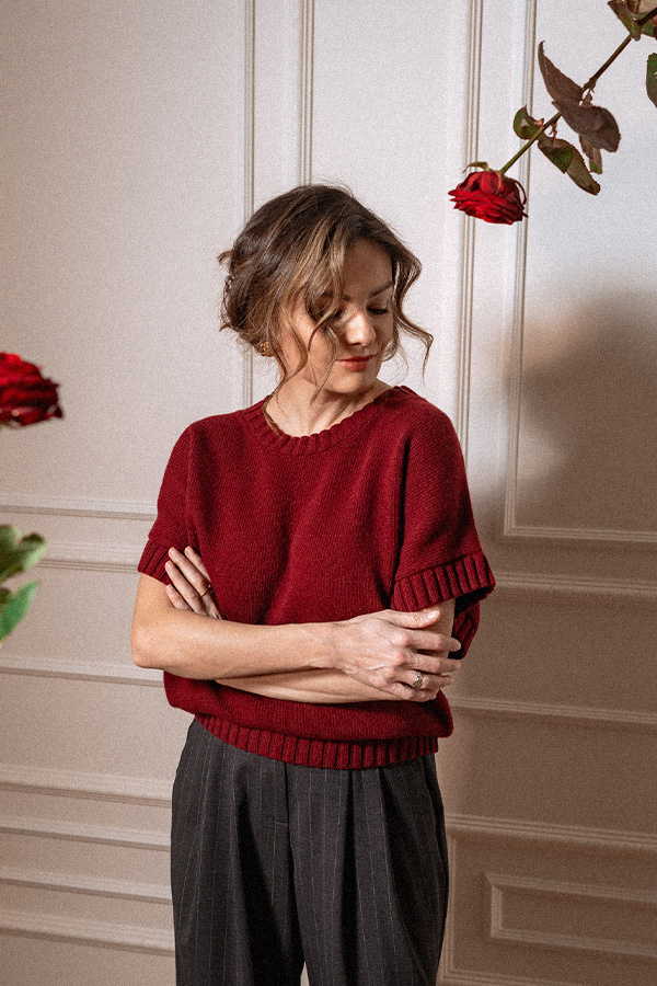 Damski sweter wełniany z kaszmirem Maeve Bordeaux 