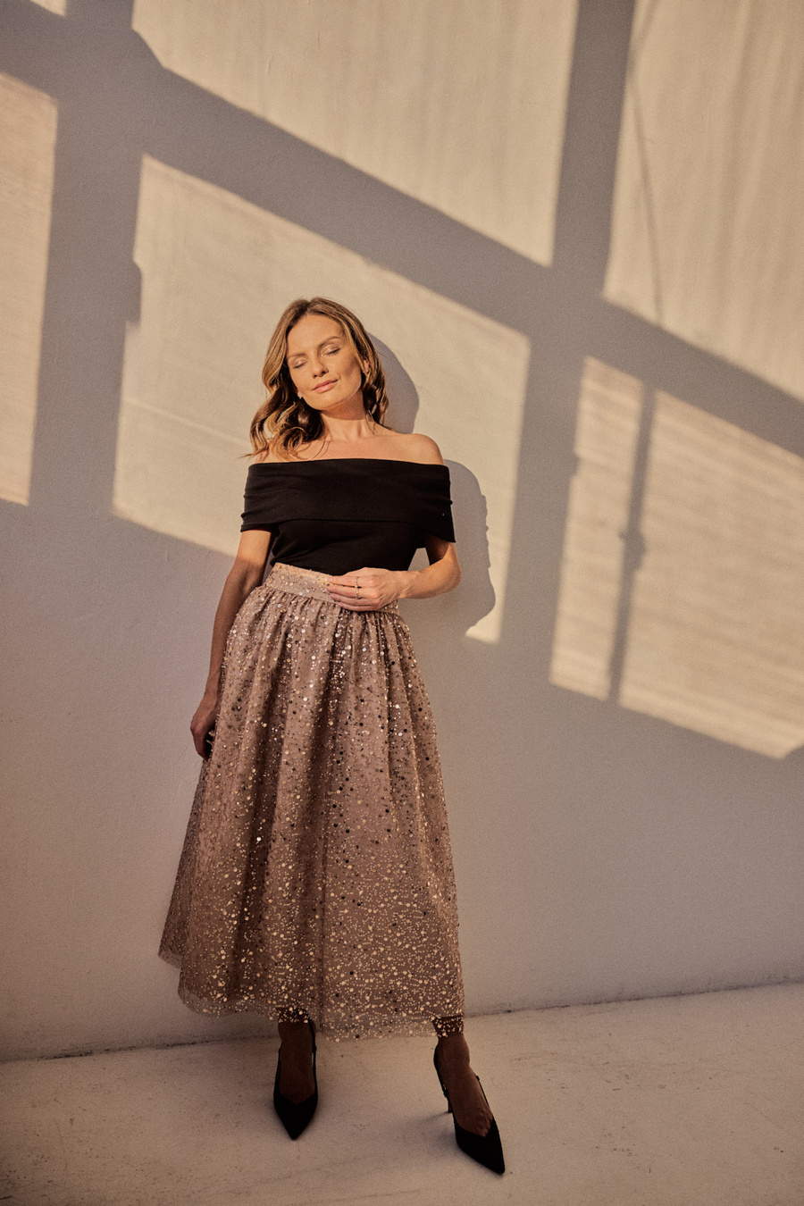 Spódnica midi z cekinami Rosette Éclat