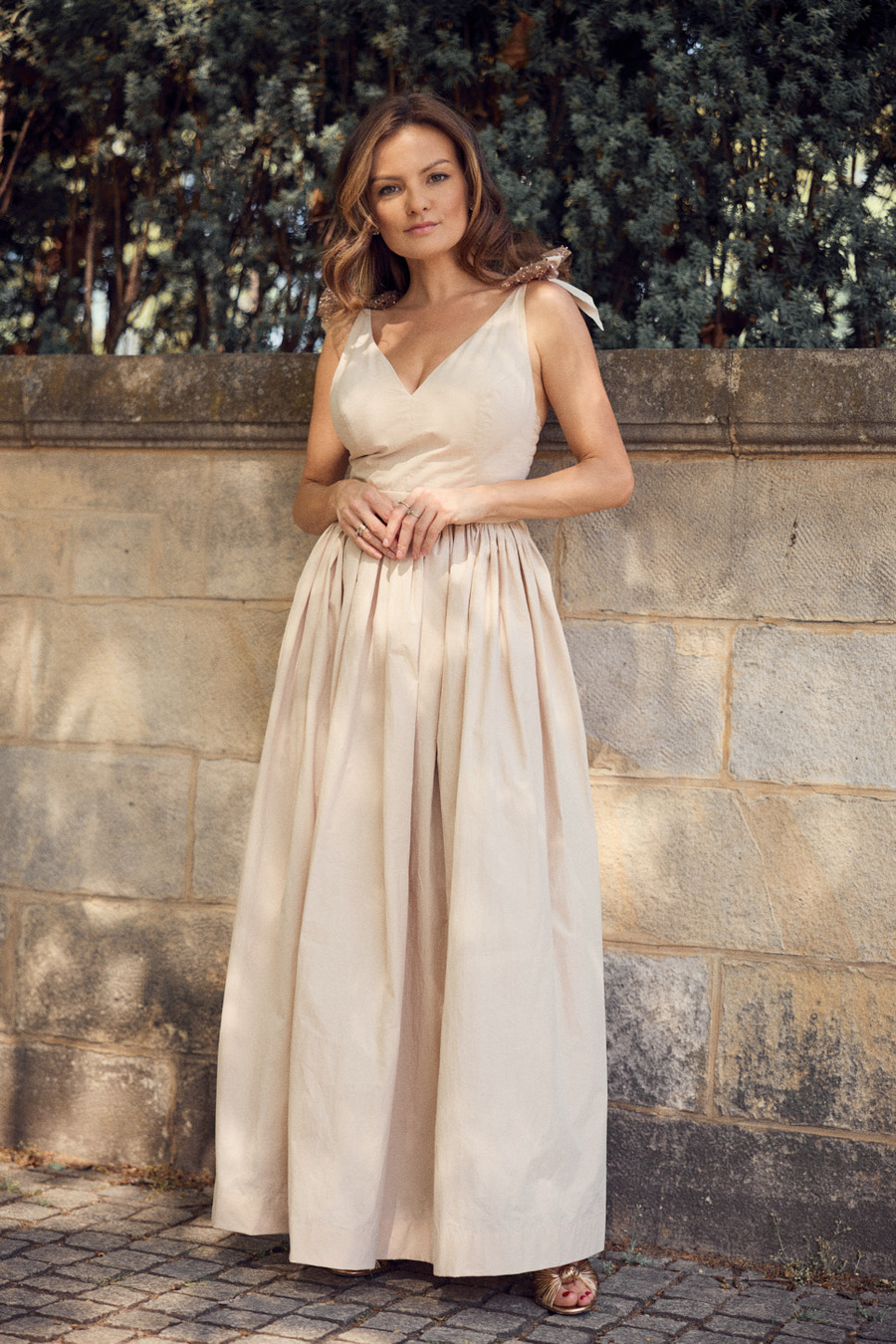 Sukienka maxi z bawełny Concerto Beige