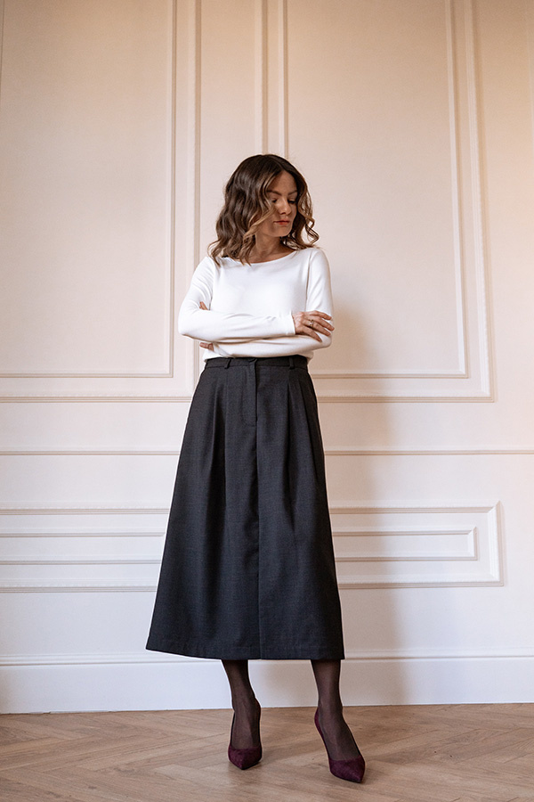 Spódnica wełniana midi Delly Elegance 