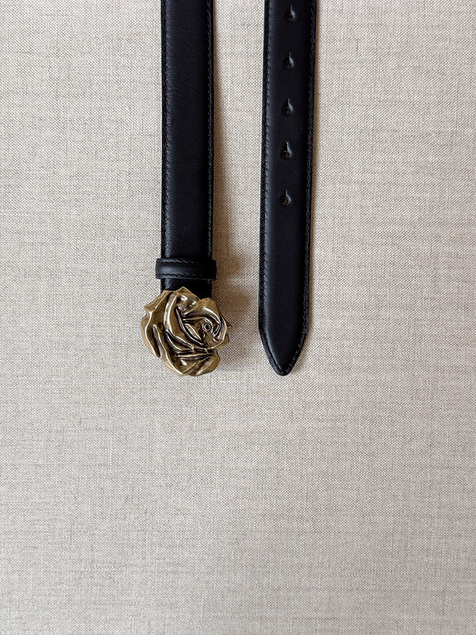 Damski pasek ze skóry Fleur de Rose Noire