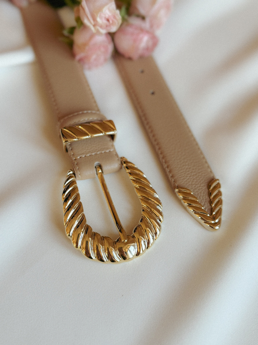 Damski pasek skórzany Paris Beige