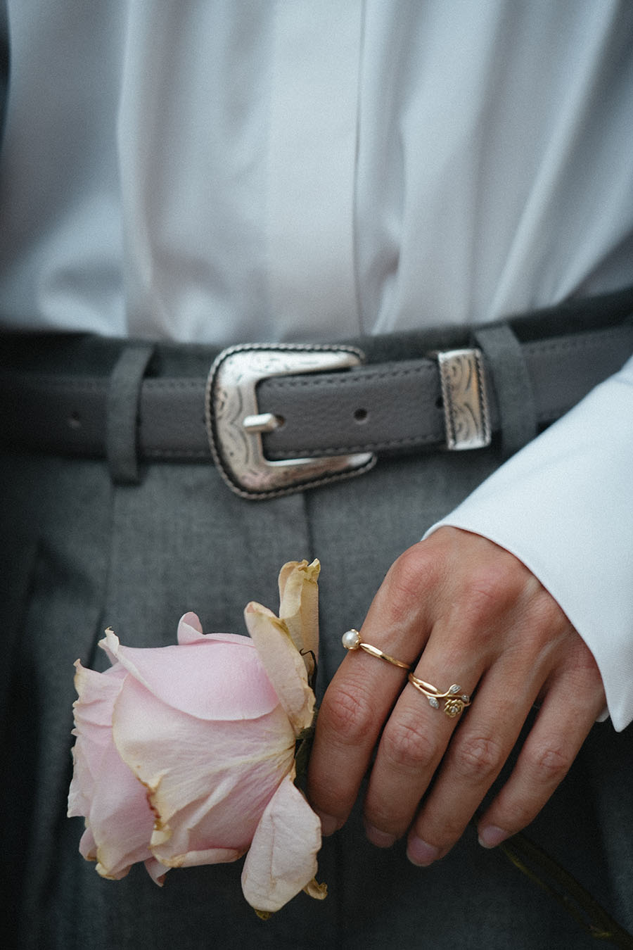 Damski pasek skórzany La Marguerite Silver