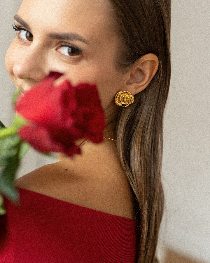 Kolczyki srebrne pozłacane róże Rosa D'oro N°1