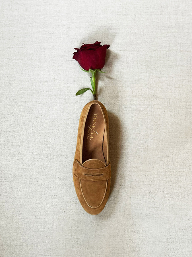 Karmelowe skórzane loafersy Vinci Carmel