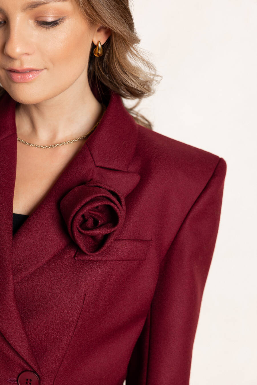 Wełniana róża La Rose Bordeaux