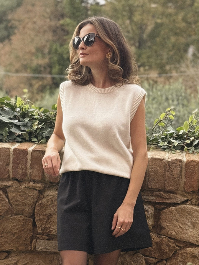 Damska kamizelka wełniana z kaszmirem Giovanna Crème