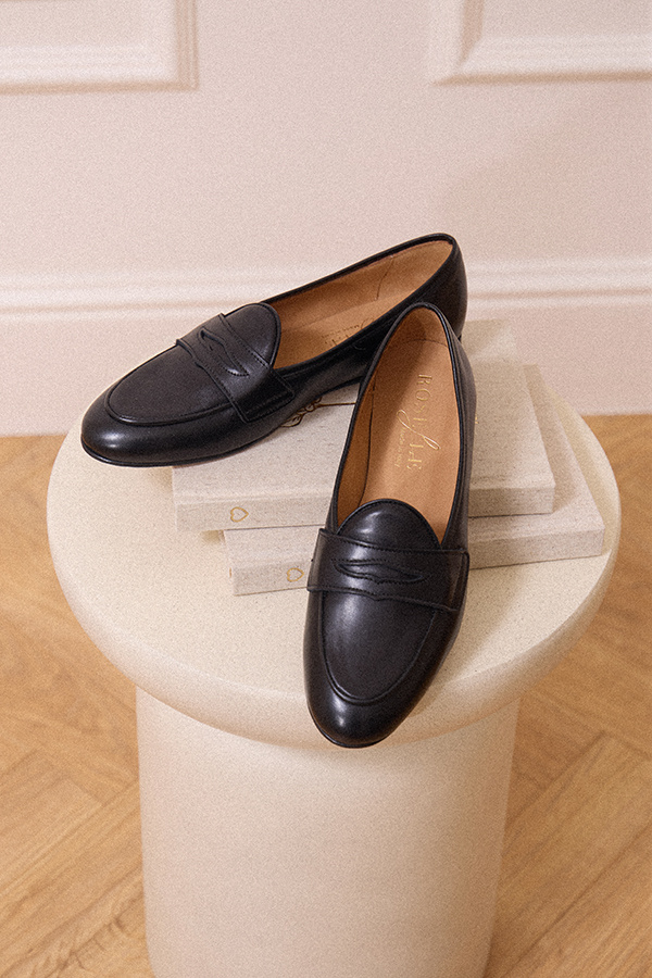 Czarne skórzane loafersy Vinci Nero