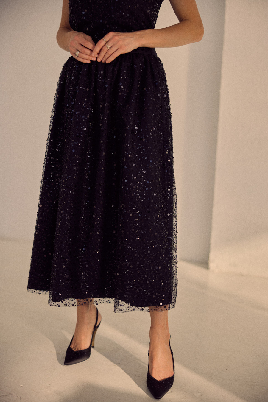 Spódnica midi z cekinami Rosette La Nuit
