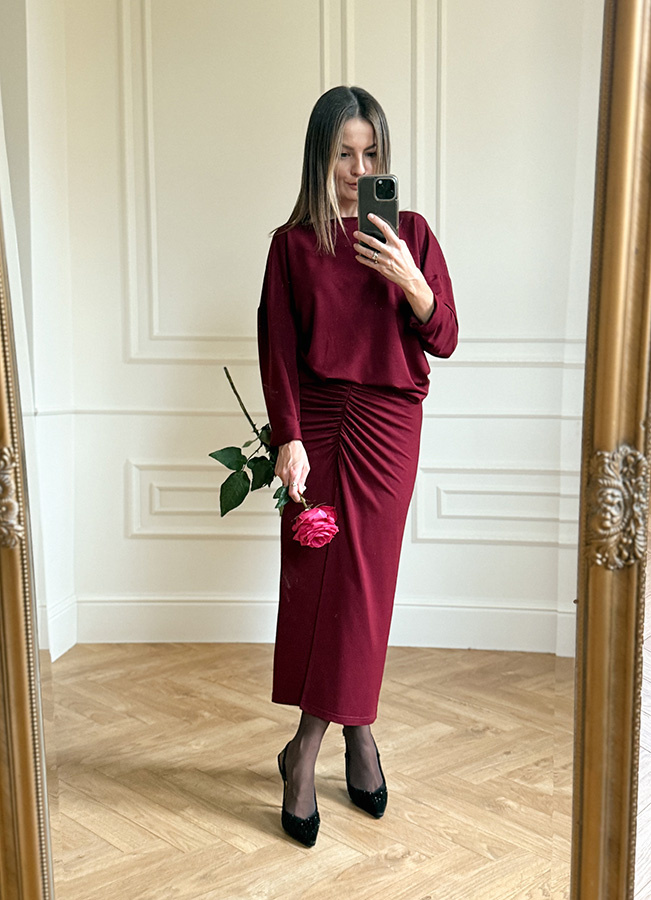 Marszczona spódnica z modalu Angelina Vino 