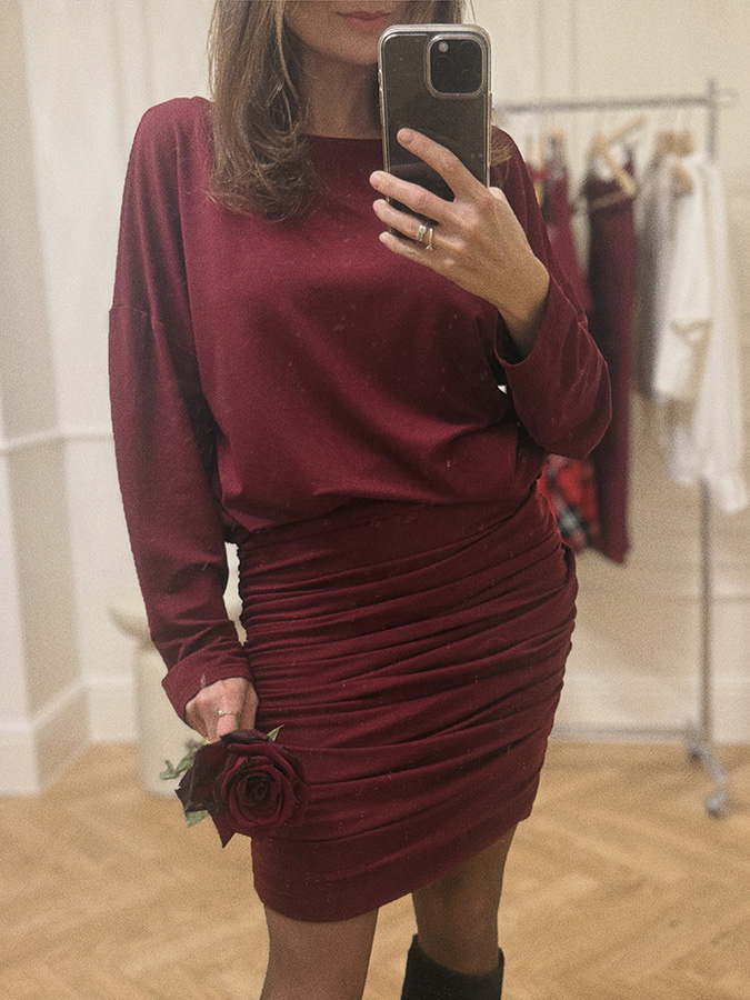 Krótka marszczona spódnica z modalu Mila Vino