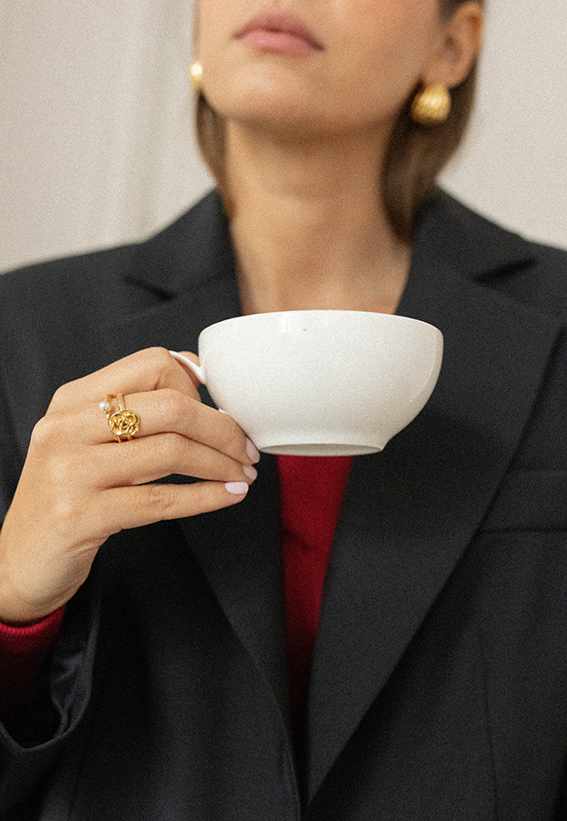 Pierścionek srebrny pozłacany róża Anello D'oro N°5