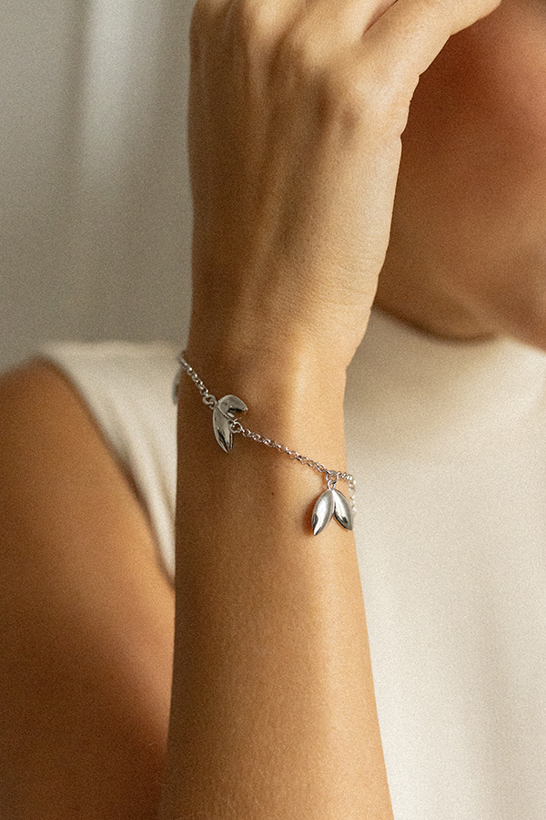 Bransoletka srebrna liście Delicatezza D'Argento N°18