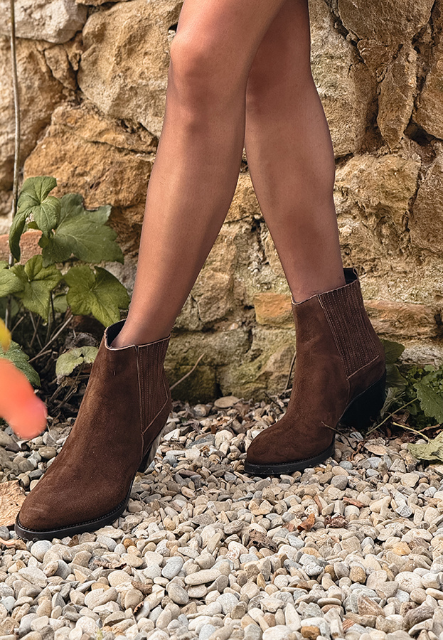 Damskie botki skórzane zamszowe Napoli Marrone 