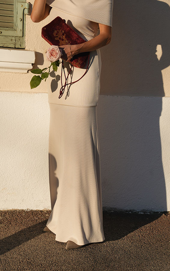 Spódnica maxi z wiskozy Monte Carlo Vanille