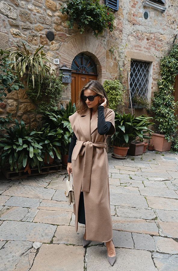 Długa wełniana kamizelka Le Magnifique Camel