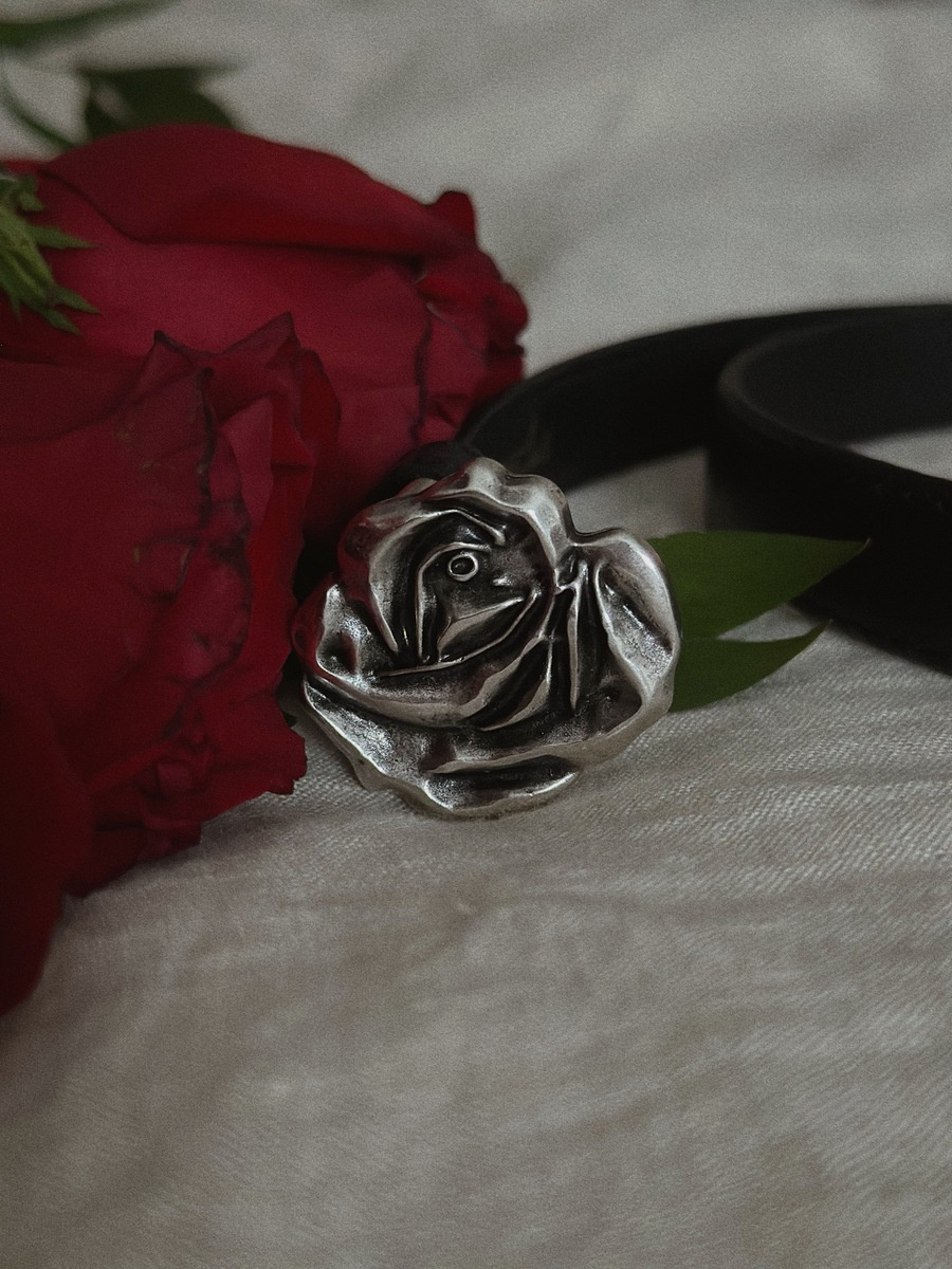 Damski pasek skórzany La Rose Silver Black