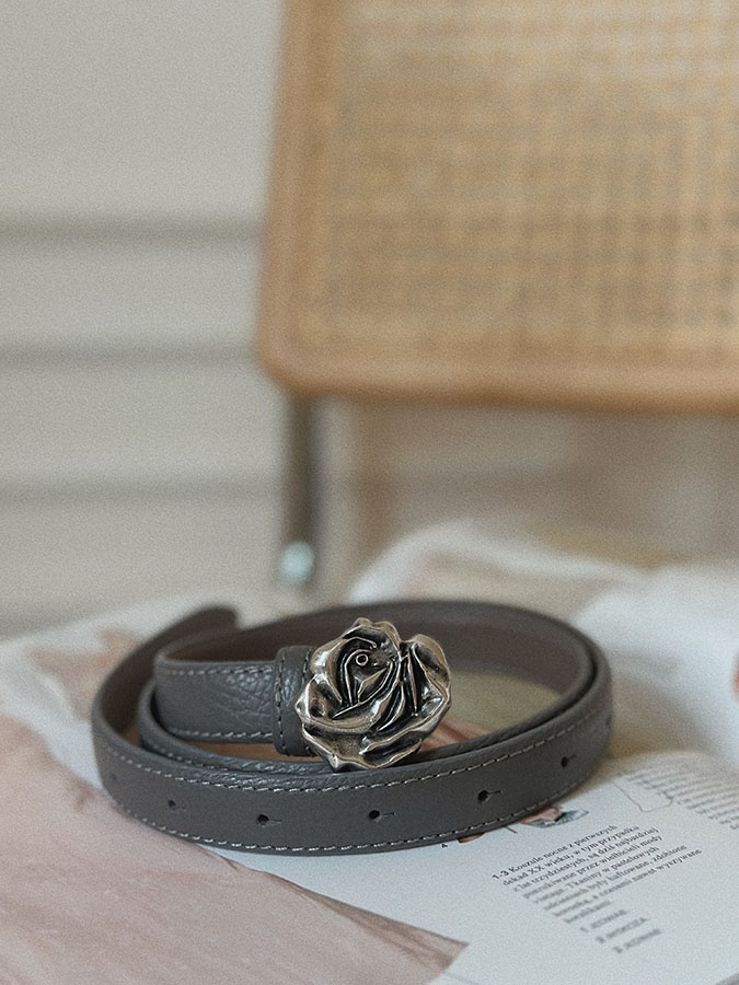 Damski pasek skórzany La Rose Silver Gris